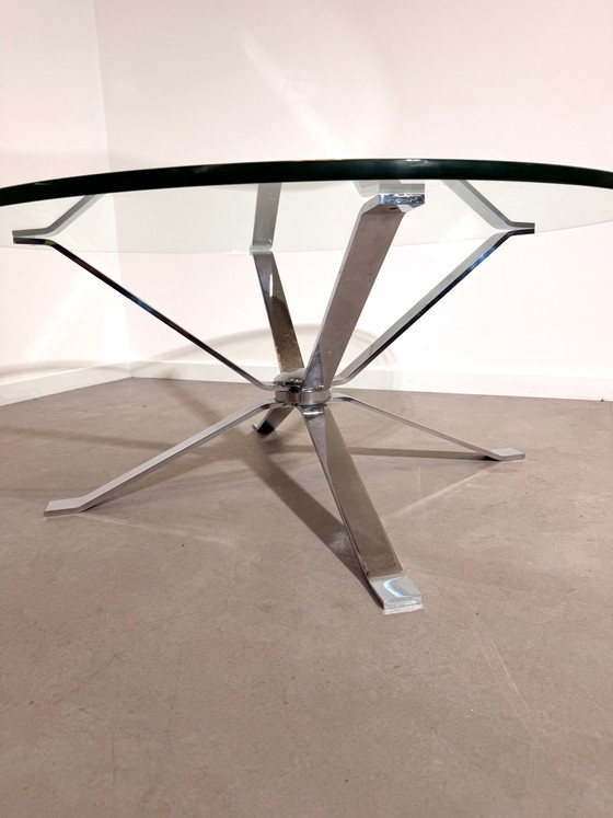 Vintage Modernist Chrome Glass Coffee Table (photo 4 of 5)