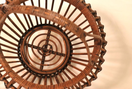 Image 1 of Vintage French mid-century sewing baskets - bamboo and wicker baskets - from the 1960s