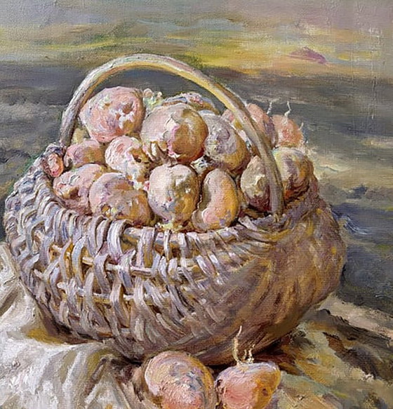 Peinture à l'Huile Originale Nature Morte Pommes de Terre Terrestre – Peintures et dessins, Canvas (photo 3 of 5)