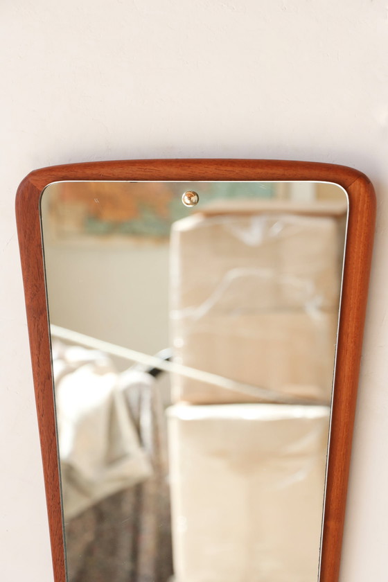 Image 1 of Vintage Teak Wall Mirror - Scandinavian Asymmetrical Design, 50s