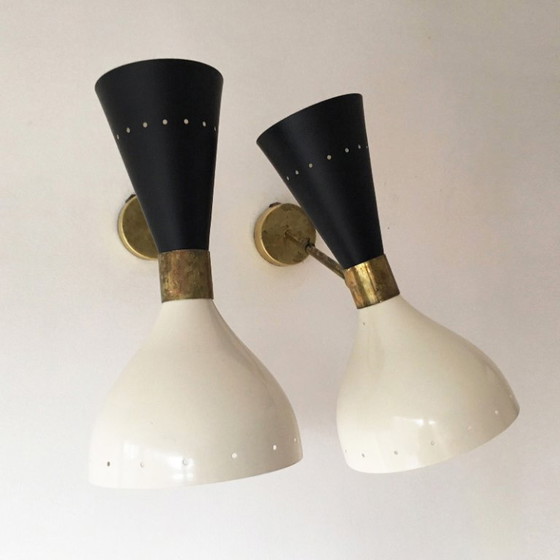 Image 1 of Pair of large Italian wall sconces, 1950s design