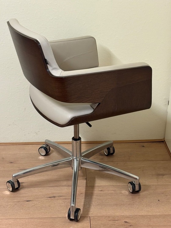 Image 1 of 4x Thonet S845 Design Chair Leather On Wheels