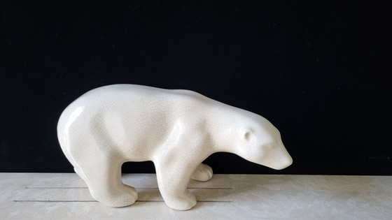 Image 1 of Escultura de oso polar art déco de cerámica LV, 1930