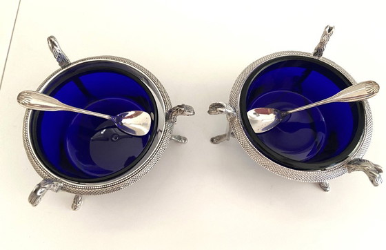 Image 1 of Saltcellars in Solid Silver (950°/°°°) Marked 1st Rooster Empire Consulate Period 1800