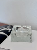 Vintage brutalist ashtray / block glass bowl