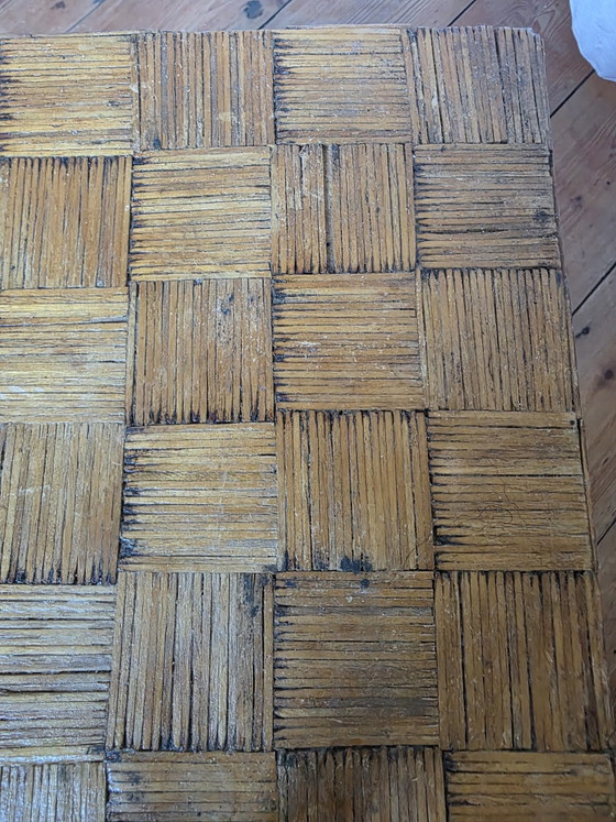 Vintage Folk Art Matchstick Side Table / Mid-Century Matchstick Table – Plant table, Wood (photo 4 of 8)