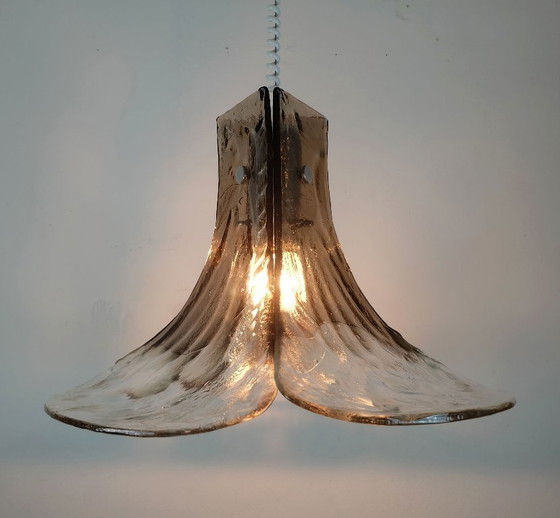 Image 1 of grande y pesada lampara colgante kalmar franken mid century ice glass lamp