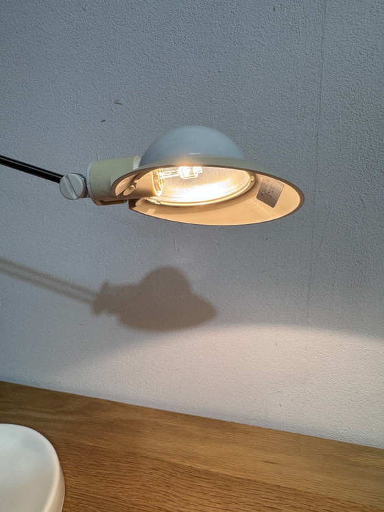 Vintage Massive "Baseball Cap" bureaulamp, Tafellampen, Chroom, Gietijzer, Wit (foto 7 van 9)