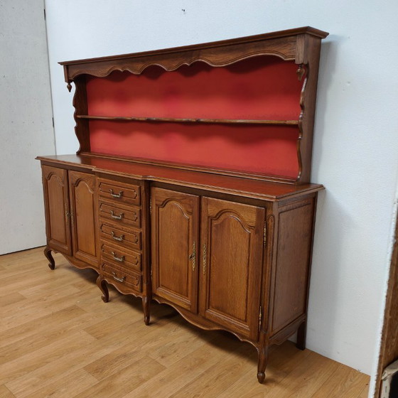 Image 1 of Vintage Louis XV dressoir wandkast buffetkast keukenkast met bordenrek 