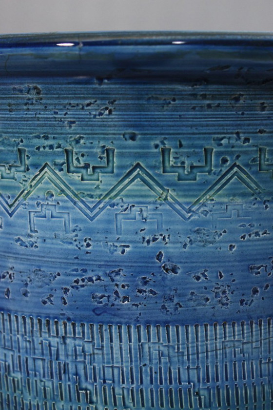 Image 1 of Grand cache pot Rimini Blu céramique vintage style Aldo Londi Bitossi 1970s