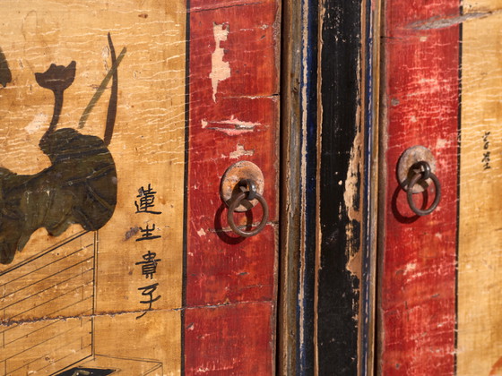 Credenza antica laccata con motivi di loto dipinti – Cina, circa 1920 – Credenze (photo 23 of 40)