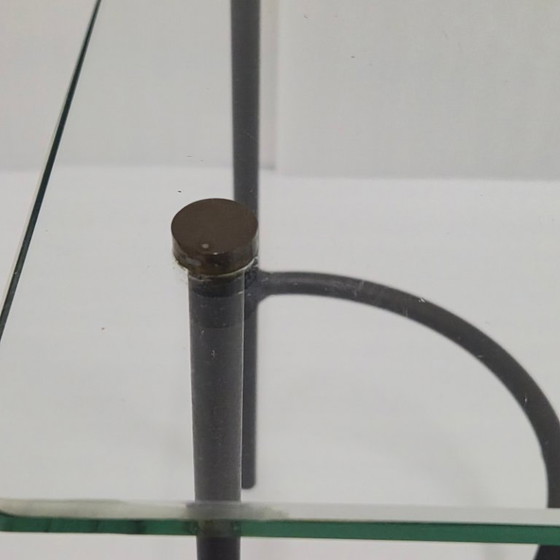 Image 1 of Vintage salontafel uit de jaren 50, zwart gelakt staal en glas, jaren 50, DLG Pierre Guariche