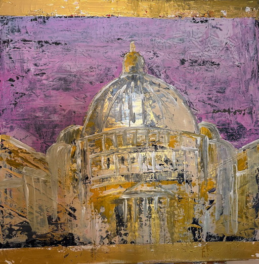 ROME, Basilique Saint-Pierre 80x80 cm Tissu mixte sur toile