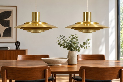 PAAR VINTAGE SKANDINAVISCHE DESIGN HÄNGELAMPEN KASTHOLM FABRICIUS P376 KF2 – plafondlampen, Brass