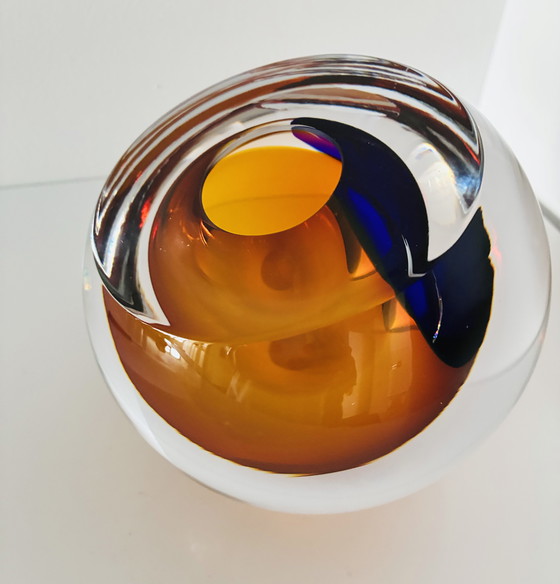 Image 1 of Objet en verre unique « AMBRE » de George Broft, 3,4 kilos