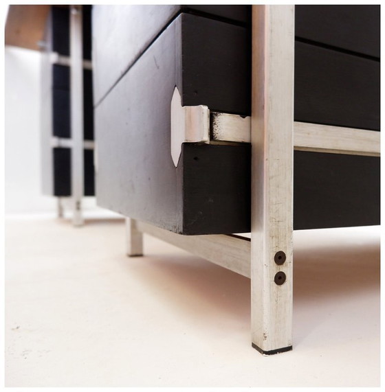 Image 1 of Escritorio compuesto por pedestales de madera de Bergwood y tablero con chapa de madera Boomerang - década de 1970