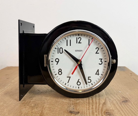 Image 1 of Vintage zwarte Citizen dubbelzijdige scheepswandklok, jaren 80