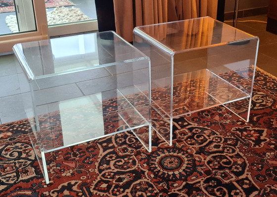 Image 1 of Mid-Century Lucite
plexiglass side table from the 1970s