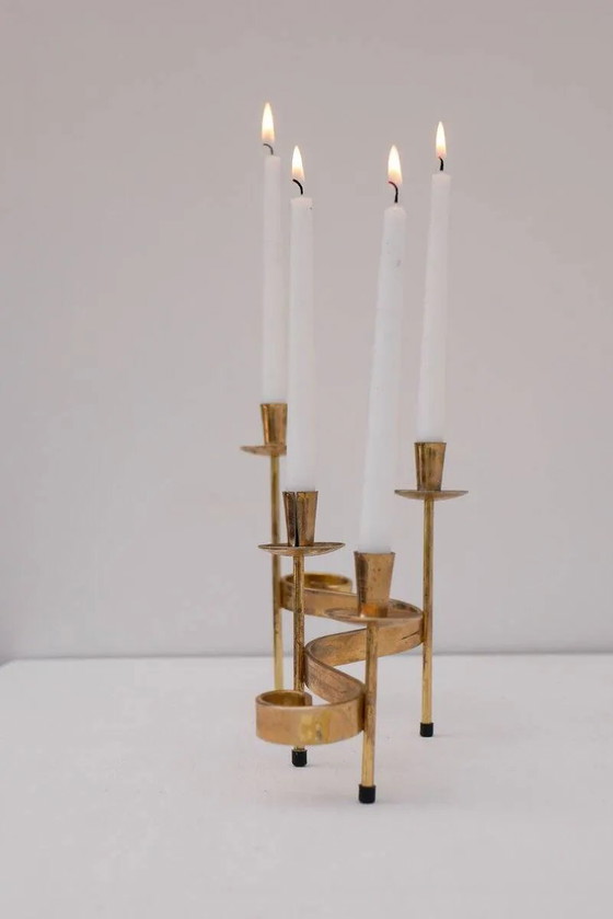 Image 1 of Chandeliers en métal de style moderne du milieu du siècle, conçus par Gunnar Ander pour Ystad-Metall, Suède, années 1960