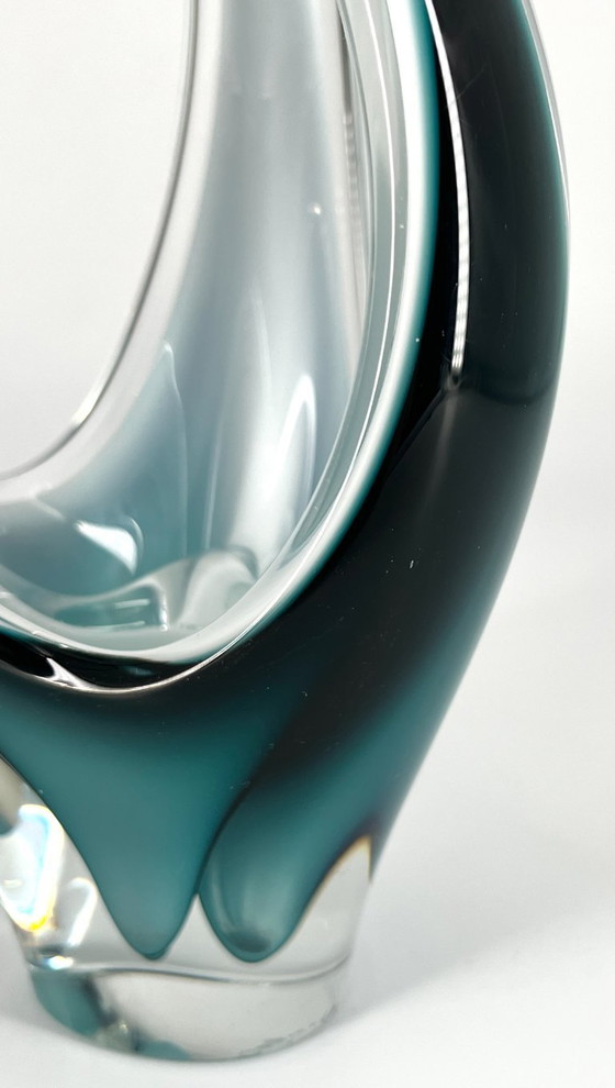 Image 1 of Paul Kedelv für Flygsfors – Muschelvase – Schwedisches Kunstglas 1950er Jahre