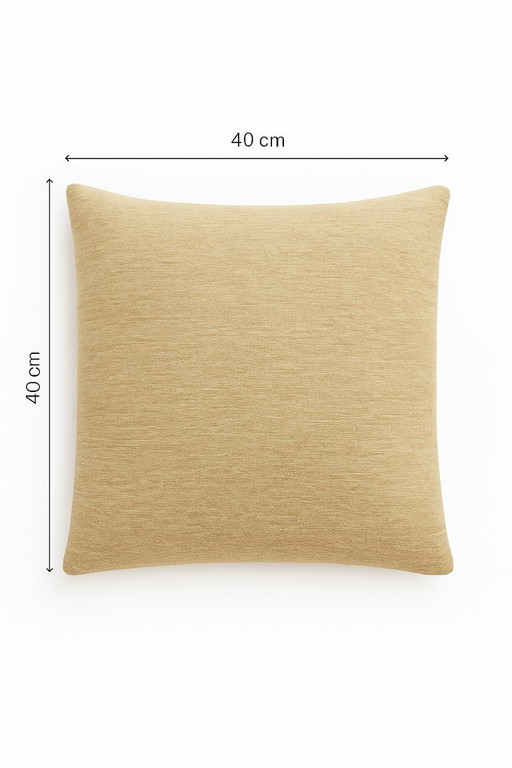Handmade Beige Wool Cushion Cover 40x40 cm - Egyptian Design - With Zipper - Without Inner Cushion