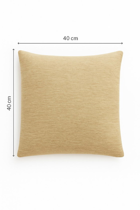 Image 1 of Handmade Beige Wool Cushion Cover 40x40 cm - Egyptian Design - With Zipper - Without Inner Cushion