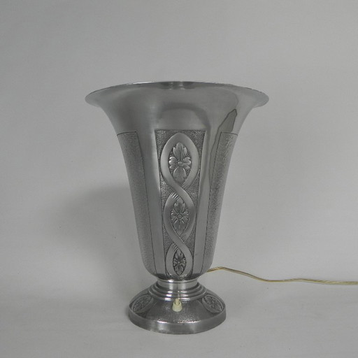 Art-Deco-Tischleuchte aus Aluminium, Stehleuchte, 1930er Jahre