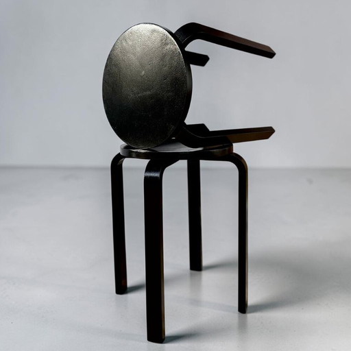 Sgabelli Frosta in compensato di betulla laccato nero lucido a 4 gambe, ispirati ad Alvar Aalto, prodotti da IKEA, set di 2