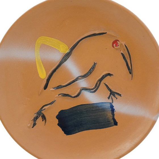 Image 1 of Sergio Dangelo, piatto in ceramica “Kiwi Landscape” per Mazzotti Albisola, anni '80