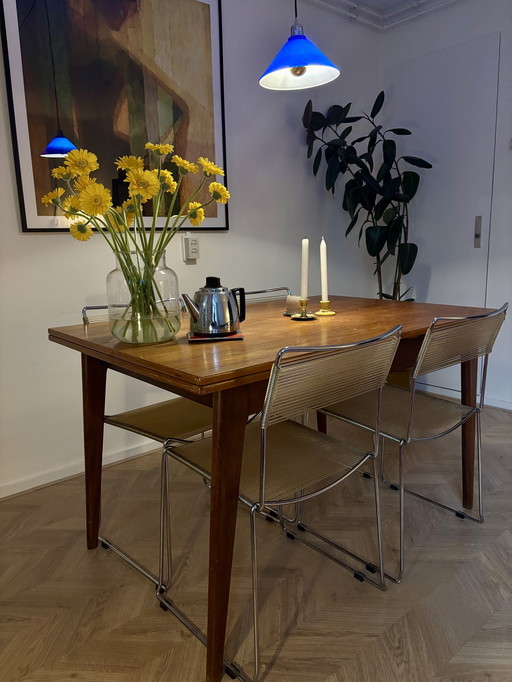 Mesa de comedor de teca de mediados de siglo, diseño danés