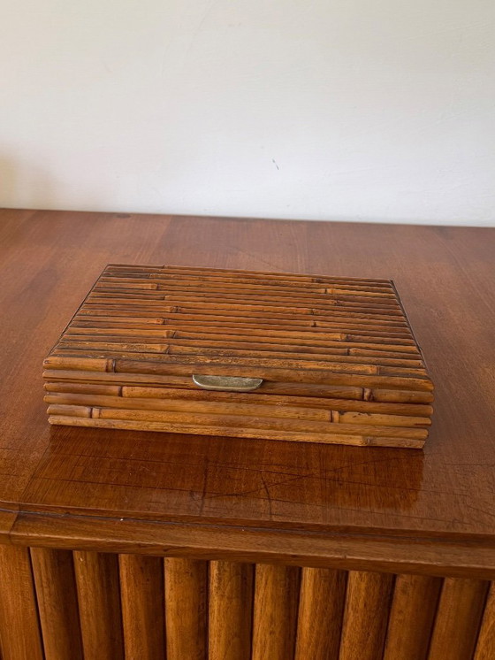 Image 1 of Portagioie Hollywood regency in bambù grissinato stile Gabriella Crespi, RCM Italia 1970