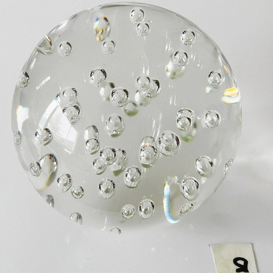 Image 1 of Fermacarte vintage in cristallo trasparente con campane Hollywood Regency