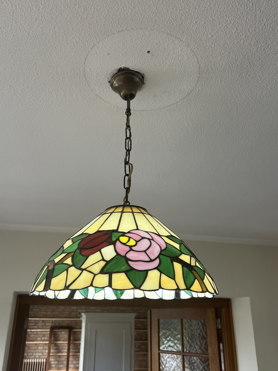 Image 1 of Lampada a sospensione vintage in stile Tiffany anni '90