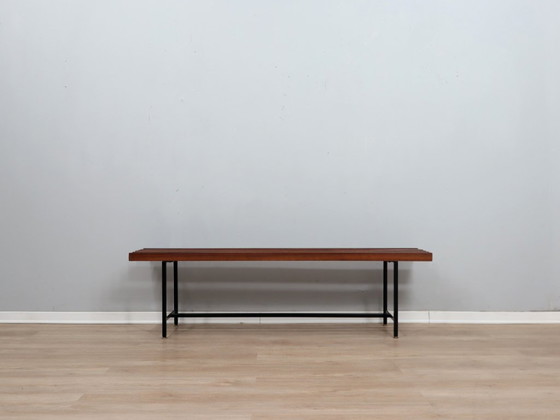 Image 1 of Panca in teak a doghe con struttura in ferro, metà secolo, Italia, anni '50