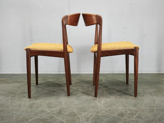 Set of 4 Danish Modern Teak Dining Chairs, Newly Upholstered, 1960s, Wood, Textile, Brown (photo 10 of 13)