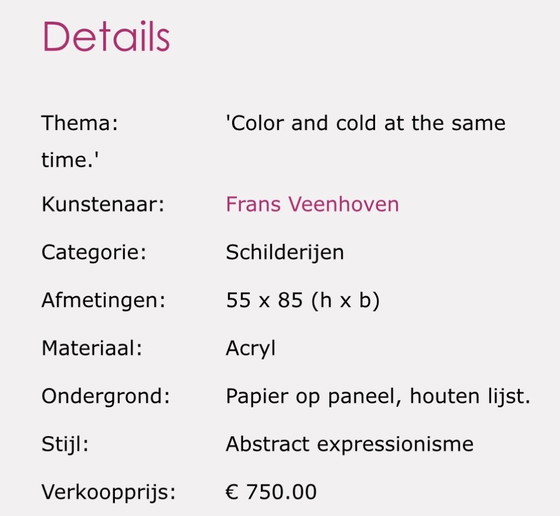 Image 1 of L'ambiance est Cool - R33 - Dipinto ad olio Frans Veenhoven “Snarf”