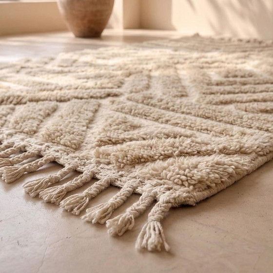 Auténtica Alfombra Bereber Marroquí Tradicional Tejida a Mano 150/250 cm, Ahrend, Lana, Beige (foto 2 de 5)