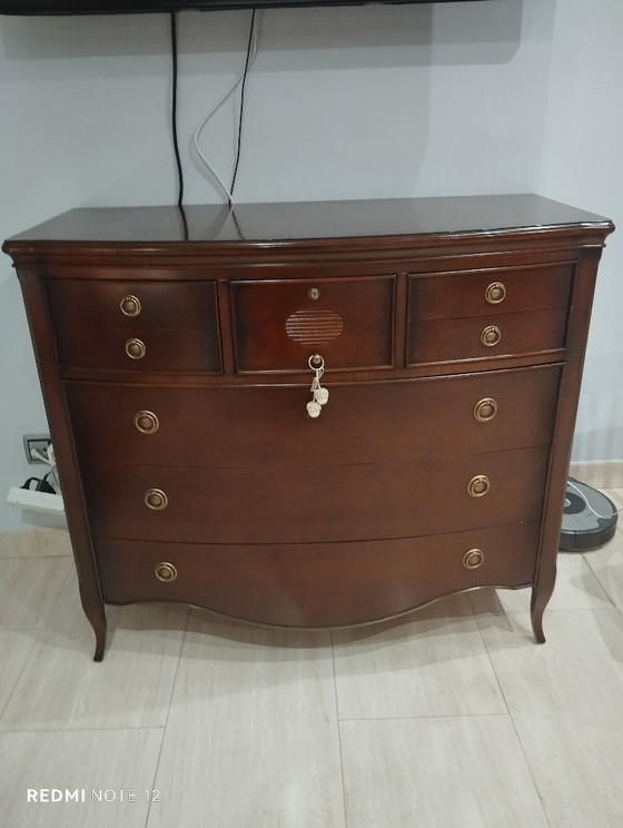 Klassisches Schlafzimmerset – Doppelbetten, Holz, Leder (photo 3 of 5)