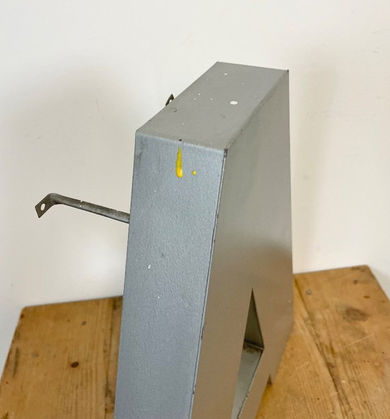 Image 1 of Large Illuminated Vintage Grey Iron Facade Letter A , 1970s