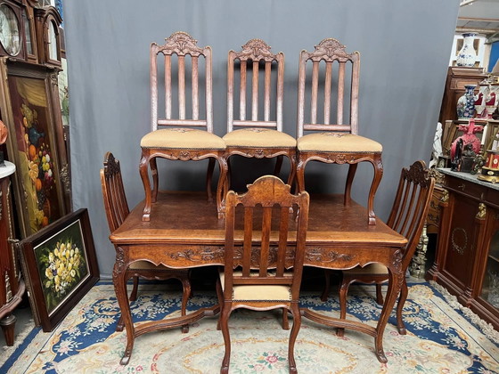 Lotto di 6 sedie in stile Regency – Sedie da pranzo, Textile, Hollywood Regency (photo 3 of 5)