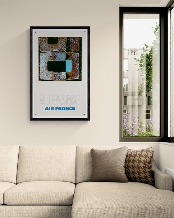 Air France Allemagne – 1971 Affiche de voyage vintage originale de Raymond Pagès – Style moderne du milieu du (photo 2 of 8)