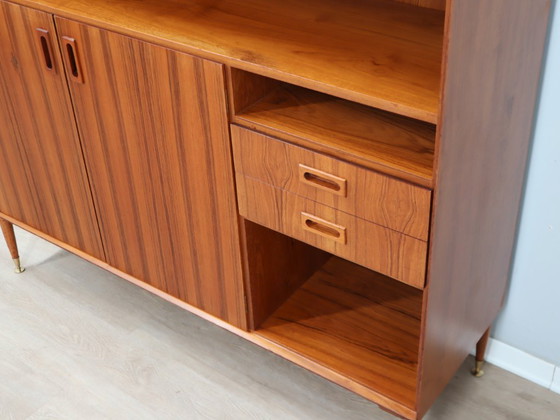 Image 1 of Haut-plat italien en teck des années 1960, restauré avec des pieds en laiton