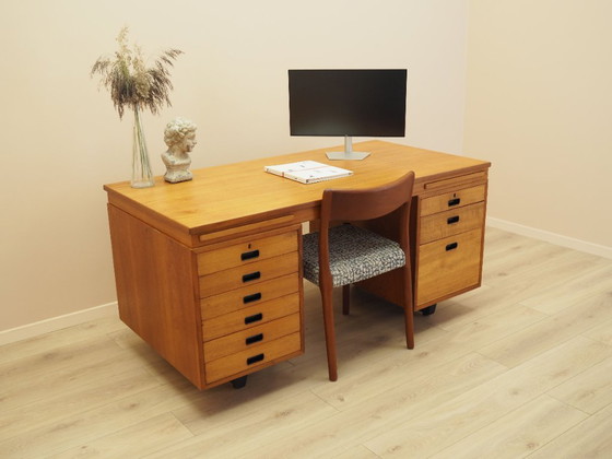 Executive Schreibtisch mit neun Schubladen und ausziehbarer Oberfläche, Teakfurnier, Nipu, Dänemark, 1970er (photo 4 of 21)