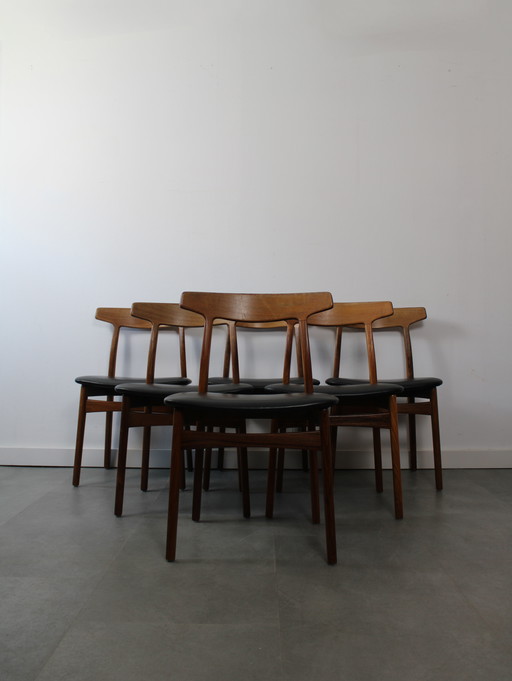 Vintage Danish dining chairs Henning Kjearnulf for Bruno Hansen