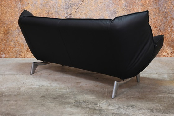 Image 1 of Refurbished black leather Leolux Tango designer sofa