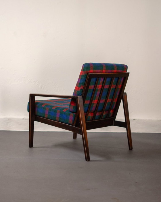 Image 1 of Coppia di poltrone Antimott di Wilhelm Knoll in noce e tartan