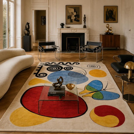 Handgeknüpfter Schmetterlingsteppich aus Wolle und Seide – Zeitgenössische abstrakte Kunst (200 x 300 cm) (photo 2 of 8)