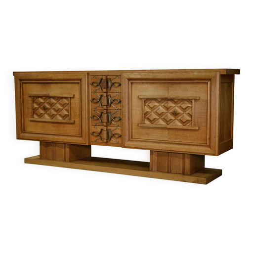 Art Deco buffet in oak and wrought iron by Léon and Maurice Jallot 1940s