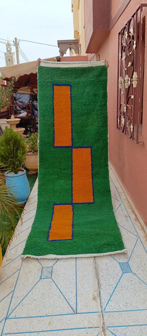 Alfombra de pasillo hecha a mano de 100 cm x 300 cm.