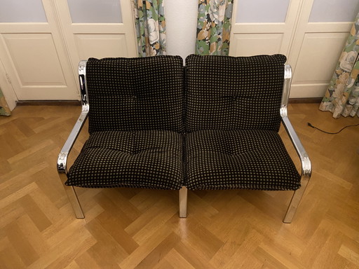 Mid-century chromen bank - twee zitplaatsen